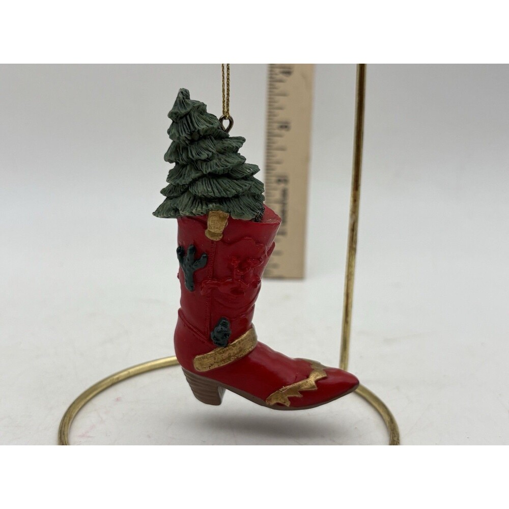 Cowboy Boot Christmas Ornament Western Tree in Red Boot Rustic Holiday Decor
